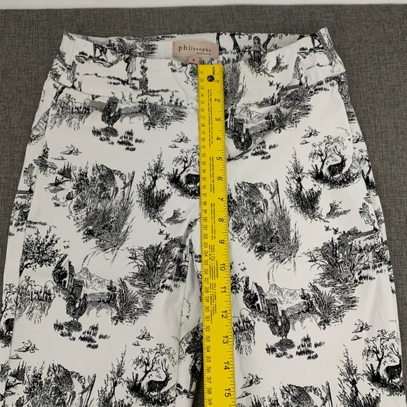 Philosophy Republic Clothing Pants Farm Animal Country Print Small off White Mid - Picture 7 of 16